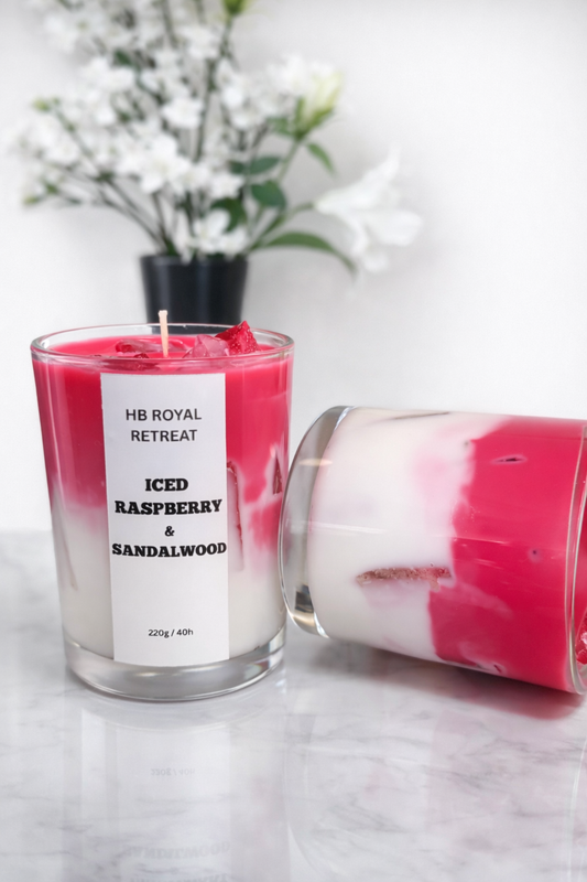 Iced Raspberry & Sandalwood – Handgemachte Sojakerze | HB Royal Retreat