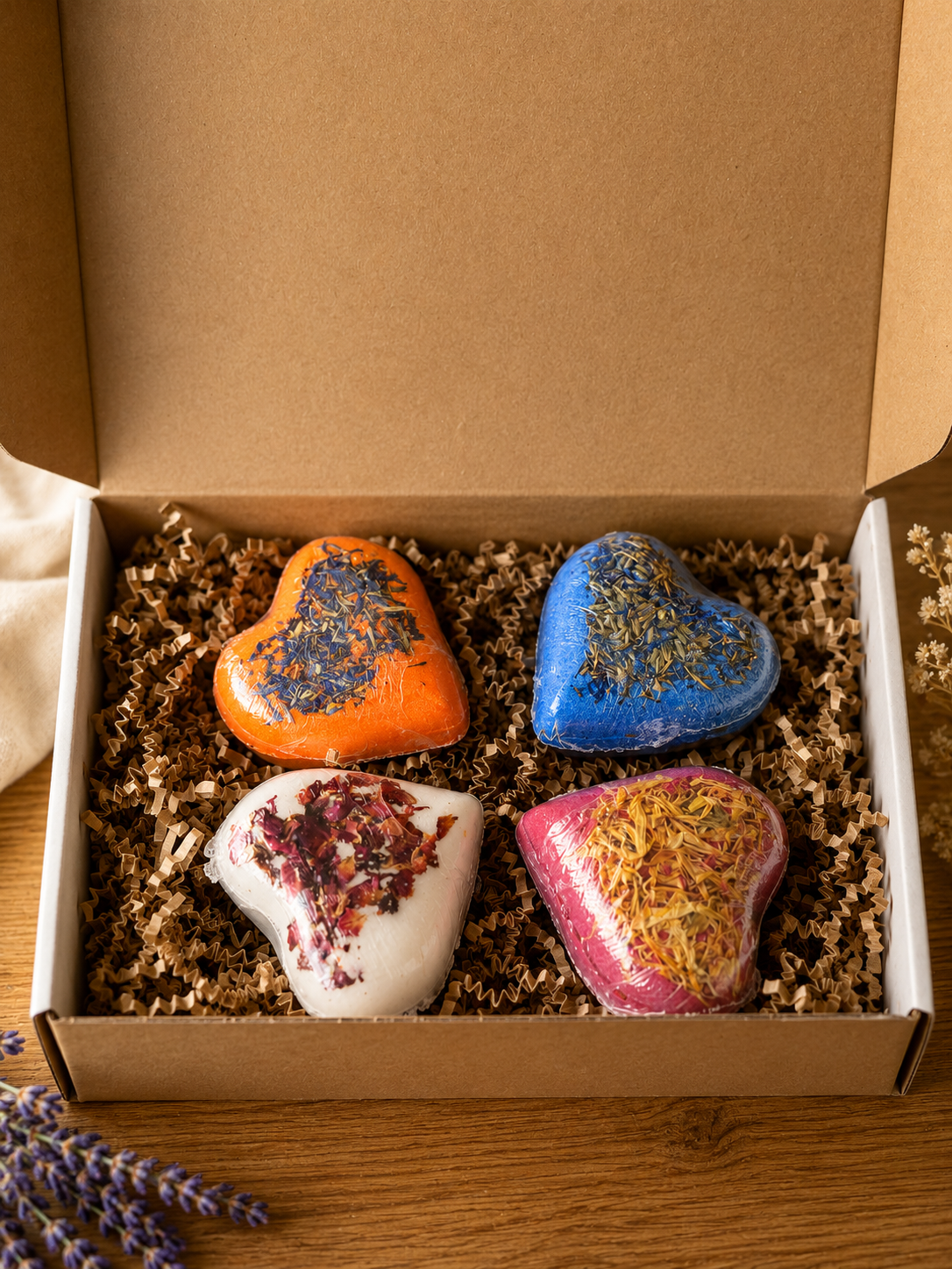 Handmade Vegan Bath Bomb Set of 4 | Luxury Gift Box | Rose, Citrus, Berry, Midnight | Natural Bath Bombs