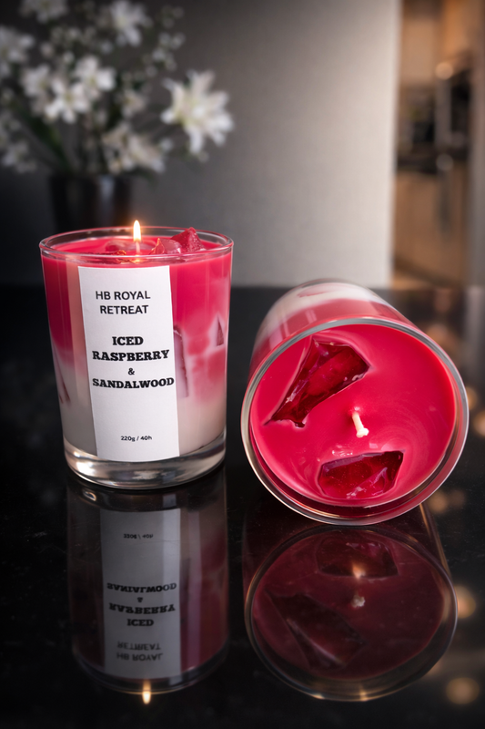 Iced Raspberry & Sandalwood – Handgemachte Sojakerze | HB Royal Retreat