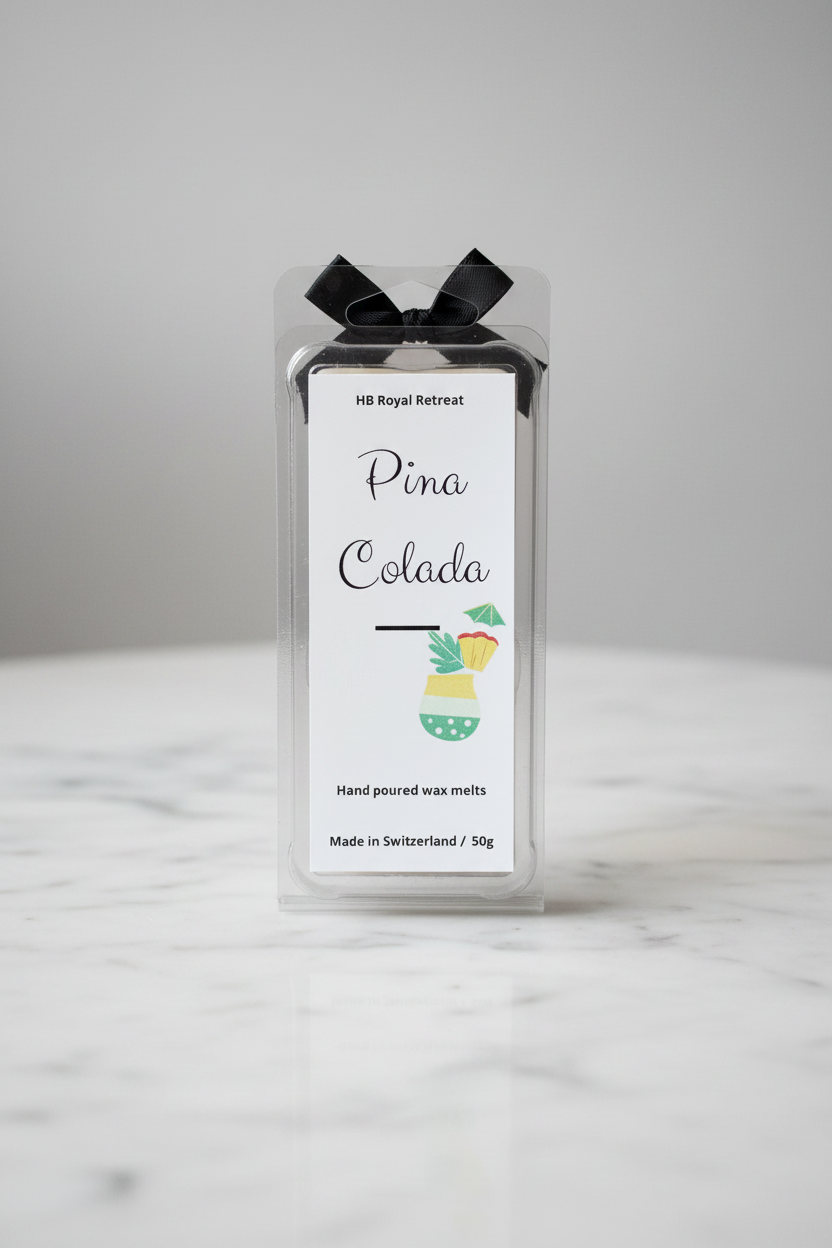 Pina Colada Wax Melts label - HB Royal Retreat