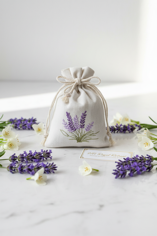 Lavender Bag weiss Leinen auf Marmor - HB Royal Retreat