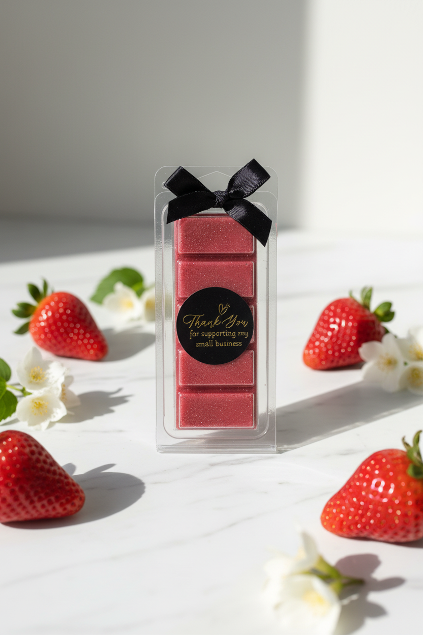 Strawberry & Vanilla Wax Melts front - HB Royal Retreat